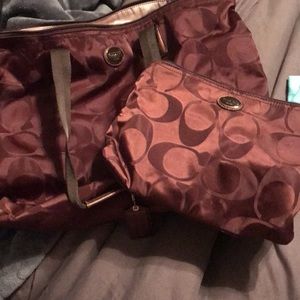 Coach duffle with detachable zipper pouch